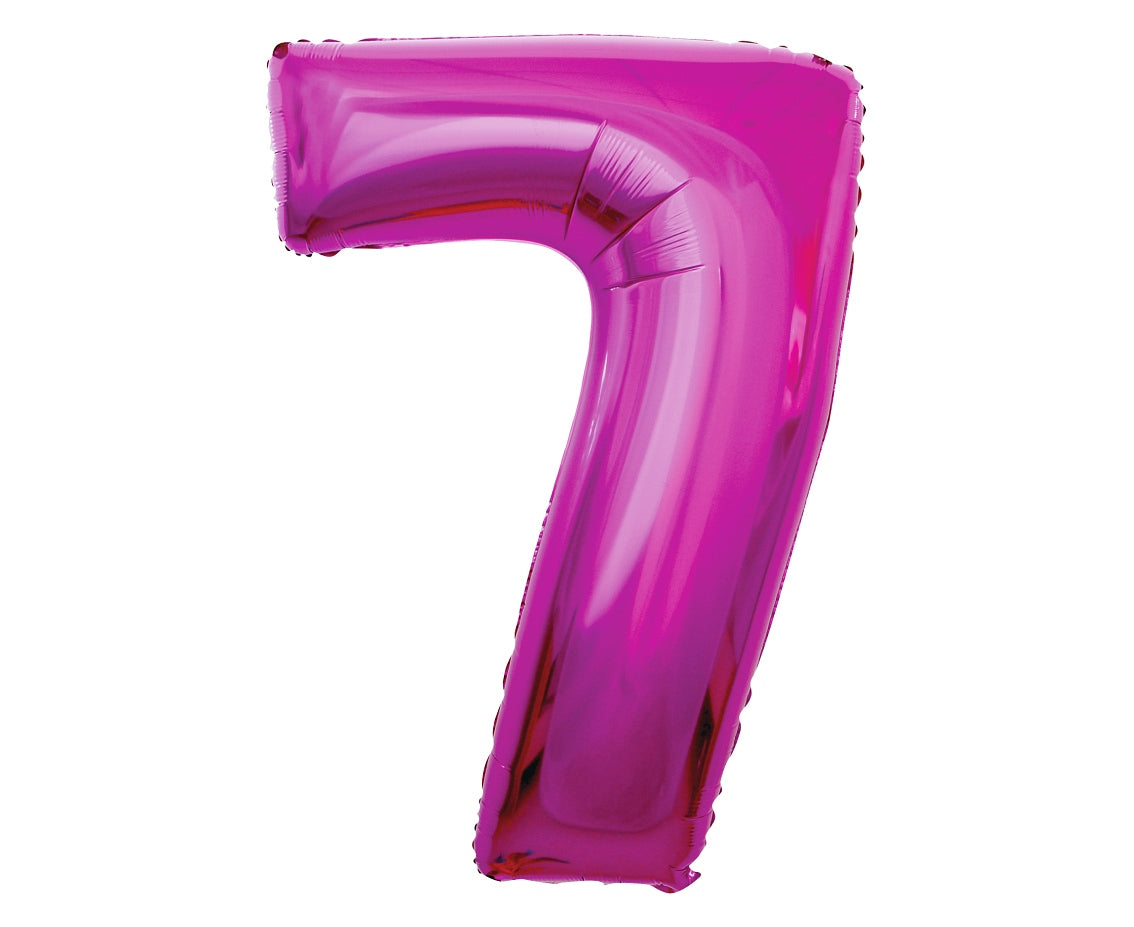 Balon foliowy Cyfra 7, różowa, 92 cm