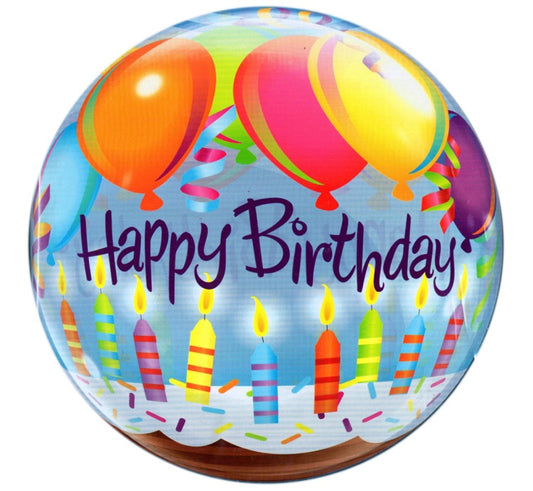 Balon foliowy 22 cali QL Bubble, Happy Birthday (baloniki i świeczki)