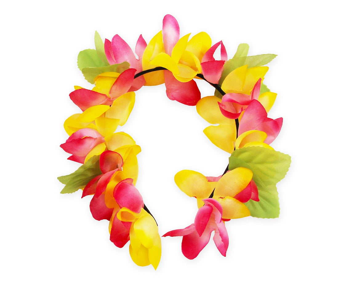 Opaska hawajskie kwiaty pastelowe, pomarańczowo-różowa