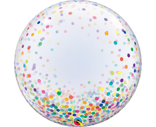 Balon foliowy 24 cali, QL Deco Bubble, kolorowe grochy