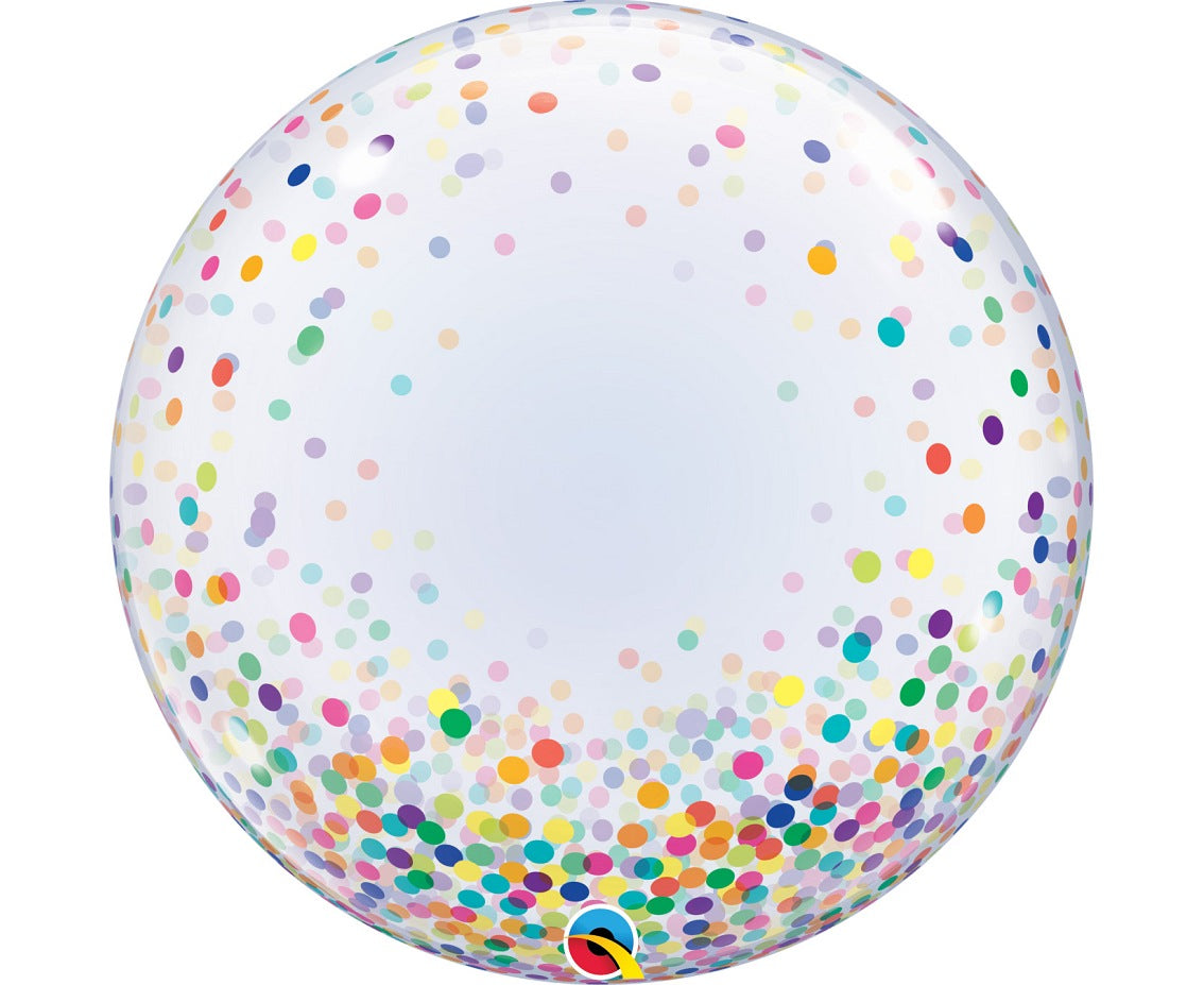 Balon foliowy 24 cali, QL Deco Bubble, kolorowe grochy