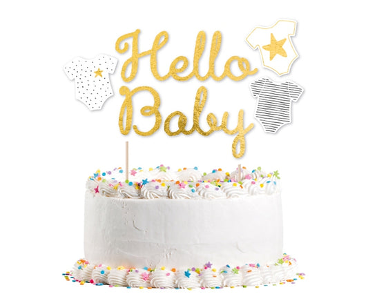 Dekoracja papierowa na tort Hello Baby