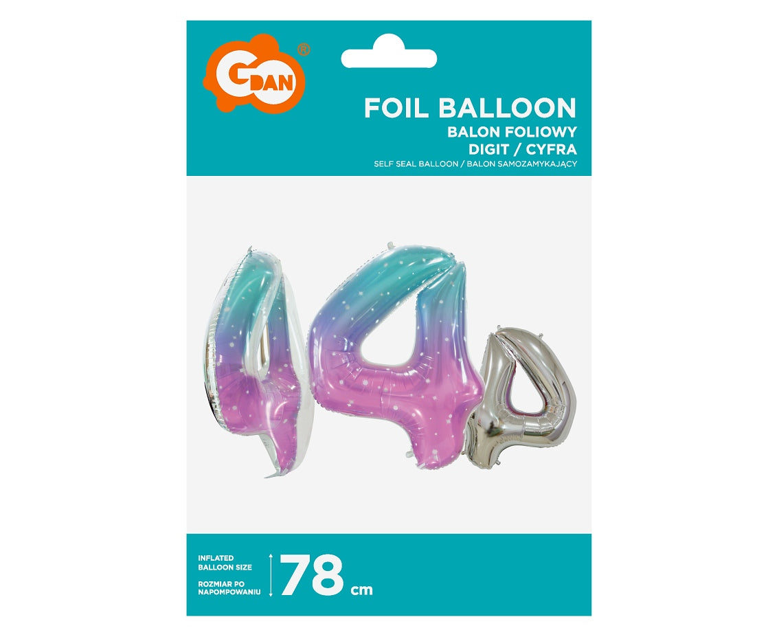 Balon foliowy Cyfra 4, Kosmos, 78 cm