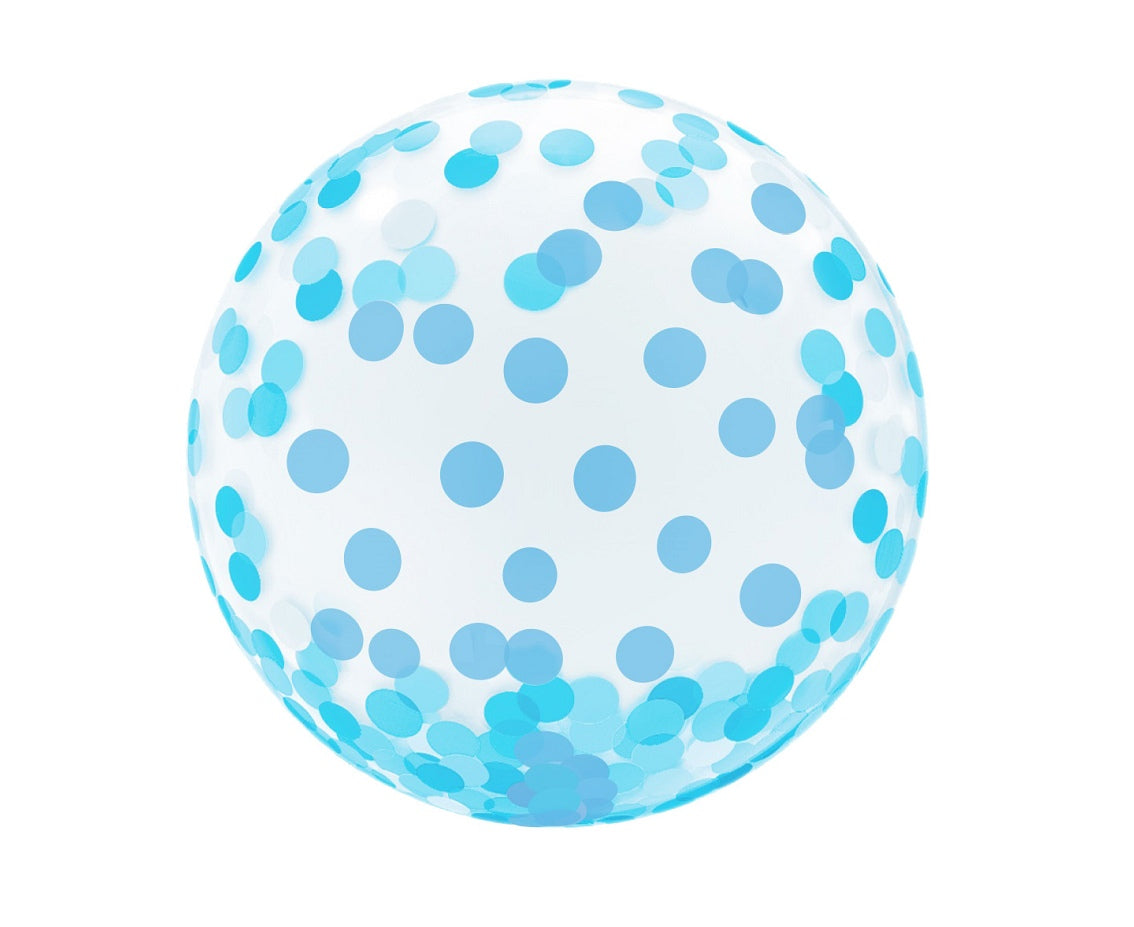 Balon Aqua - kryształowy, niebieskie grochy, 18 cali