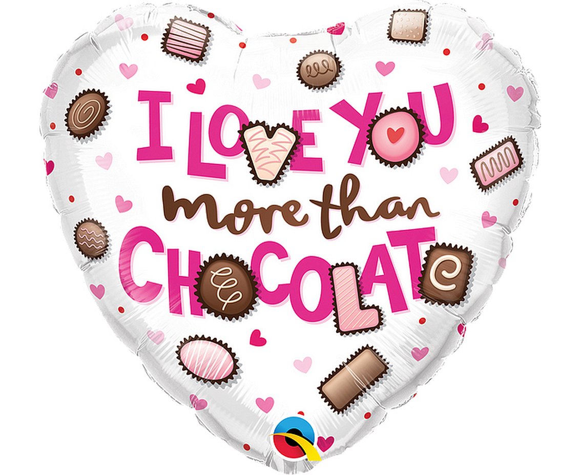 Balon foliowy 18" QL HRT I Love You More Than Chocolate