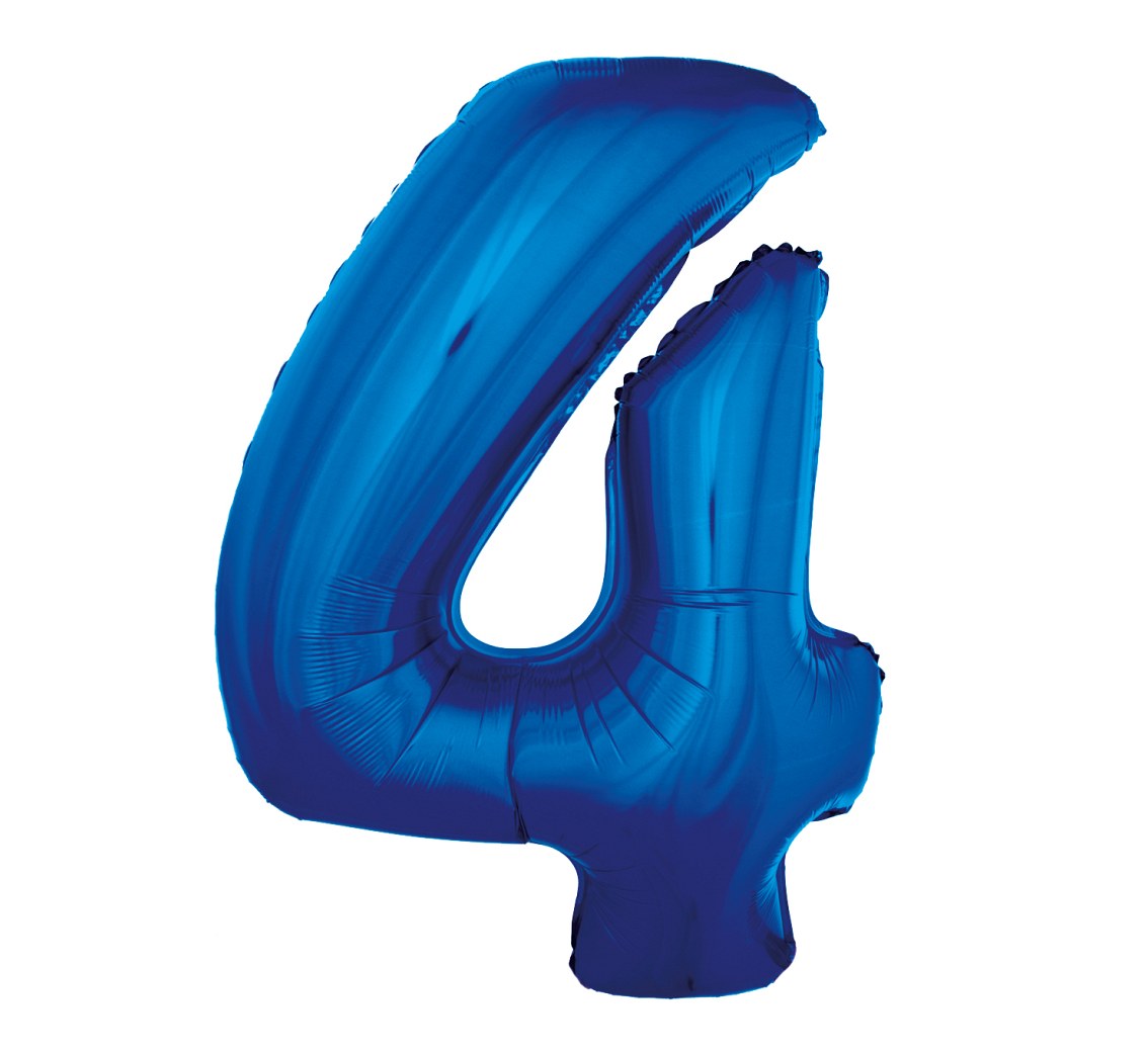 Balon foliowy Cyfra 4, niebieska, 92 cm