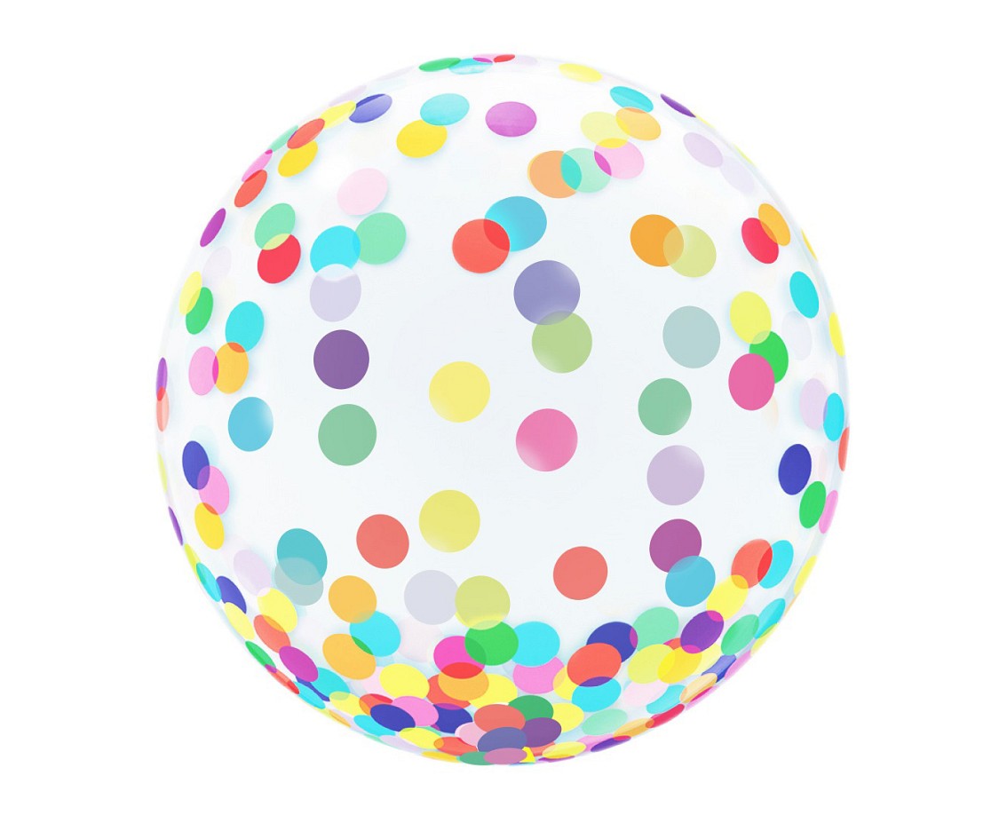 Balon Aqua - kryształowy, kolorowe grochy, 18 cali