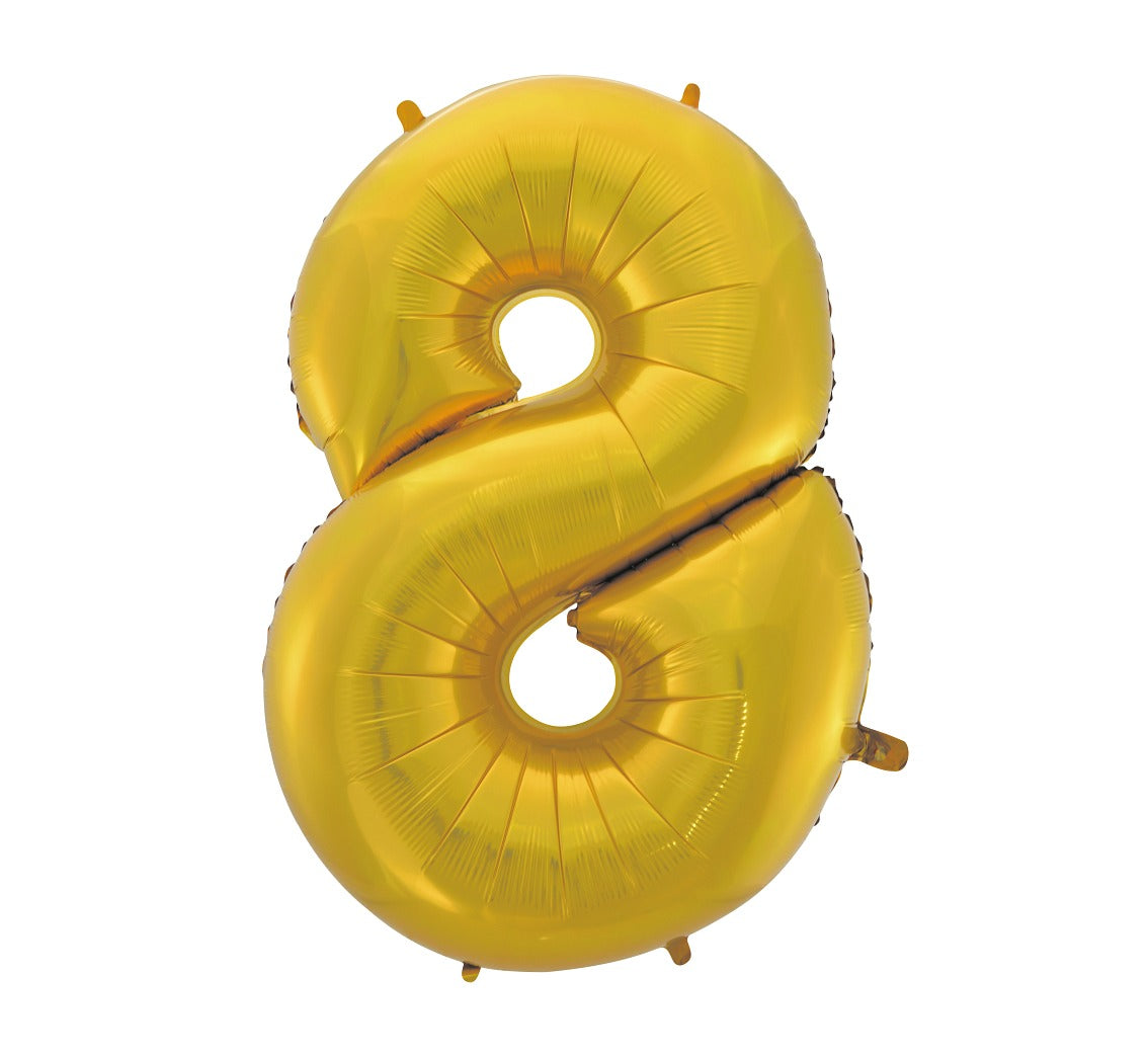 Balon foliowy Cyfra 8, złota, matowa, 92 cm