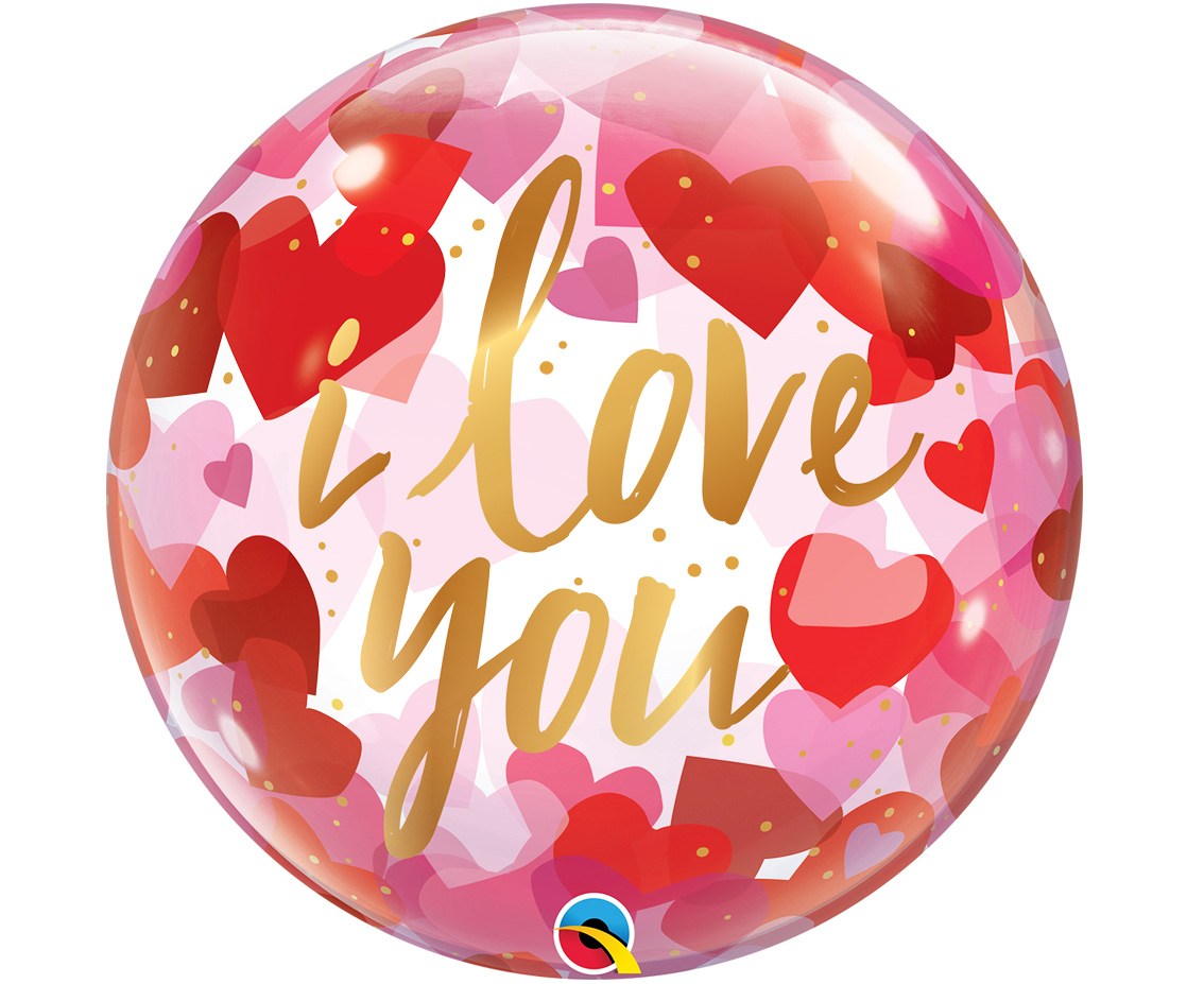 Balon foliowy Bubble Poj."I Love You Paper Hearts" 22" QL