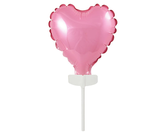 Balon foliowy 8 cm serce na patyczku, różowe