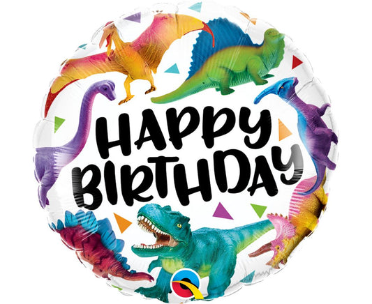 Balon foliowy 18 cali QL Birthday Dinosaurs