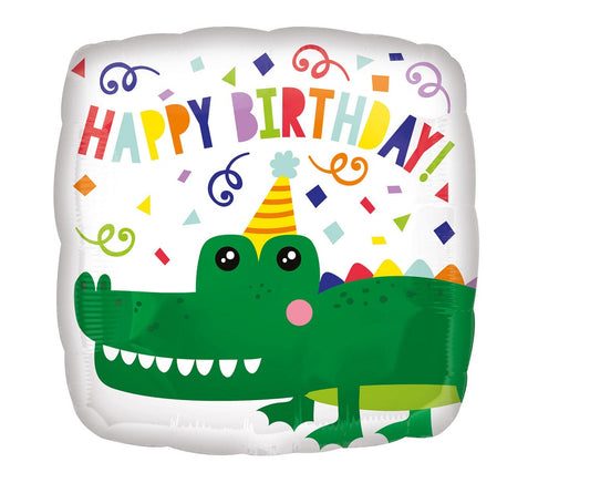 Balon foliowy 18 cali SQR - Urodzinowy krokodyl