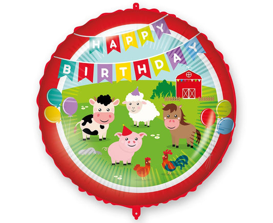 Balon foliowy Happy Birthday Farmyard, 18 cali
