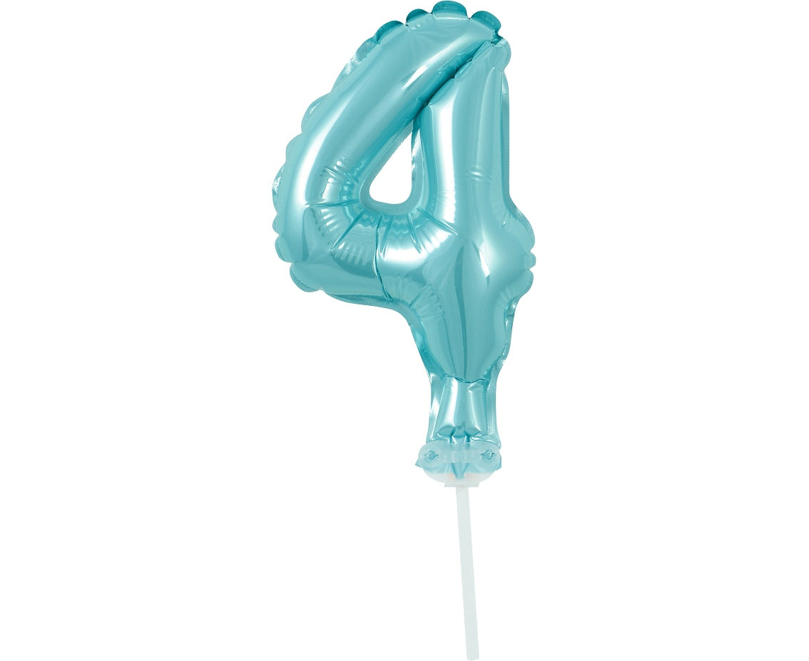 Balon foliowy na patyczku, CYFRA 4, błękitna