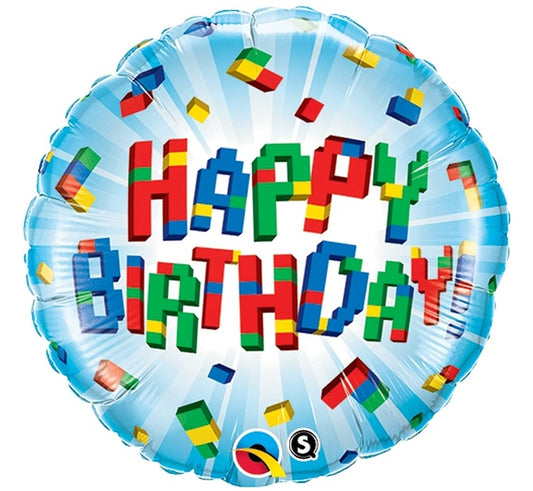 Balon foliowy Happy Birthday KLOCKI, 18 cali QL