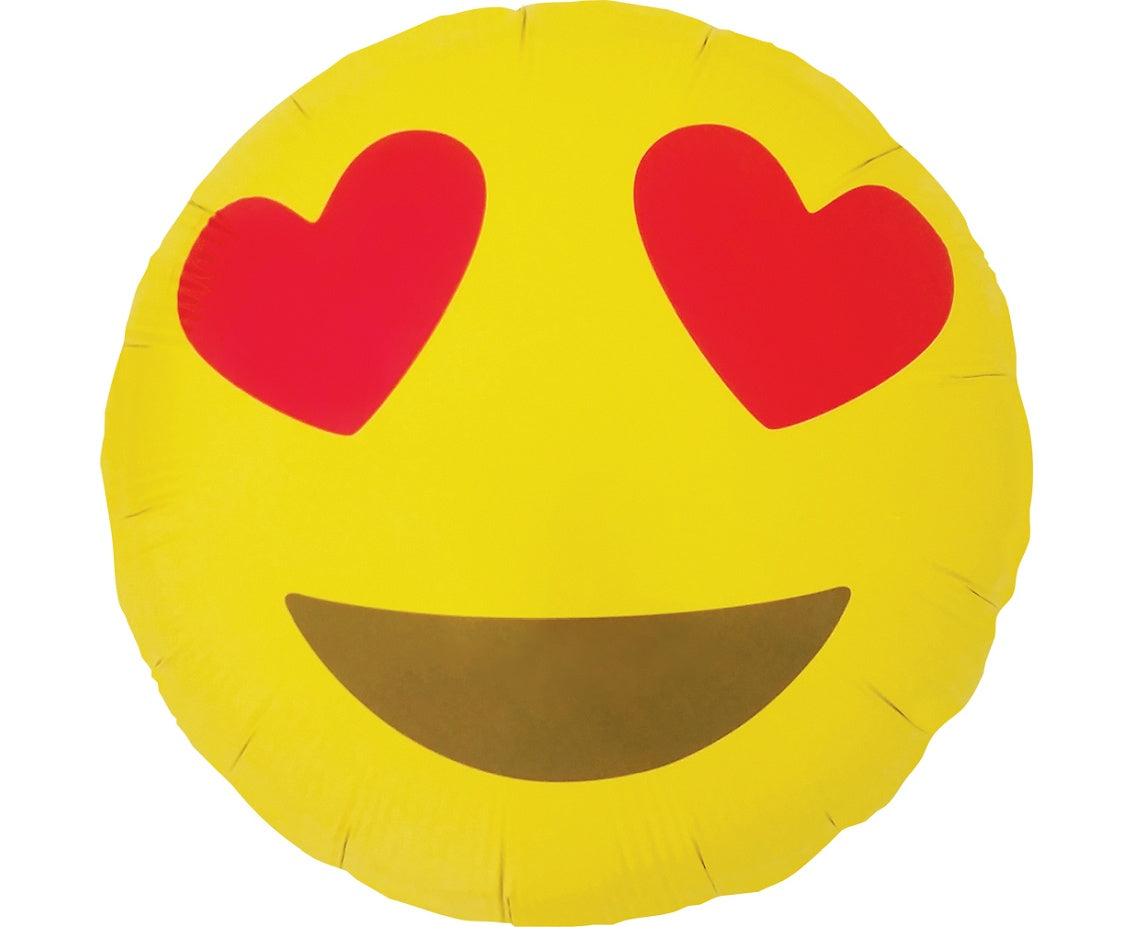 Balon foliowy Emoticon Heart Eyes, 18" QL RND