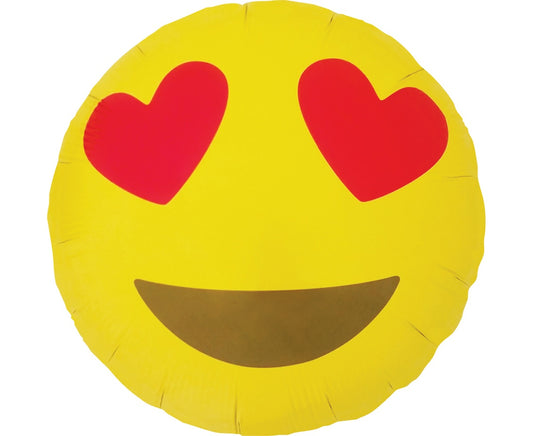 Balon foliowy Emoticon Heart Eyes, 18" QL RND