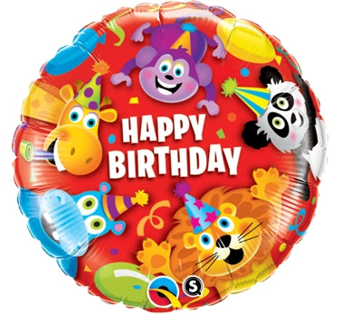 Balon foliowy 18 cali QL, Happy Birthday Party Animals