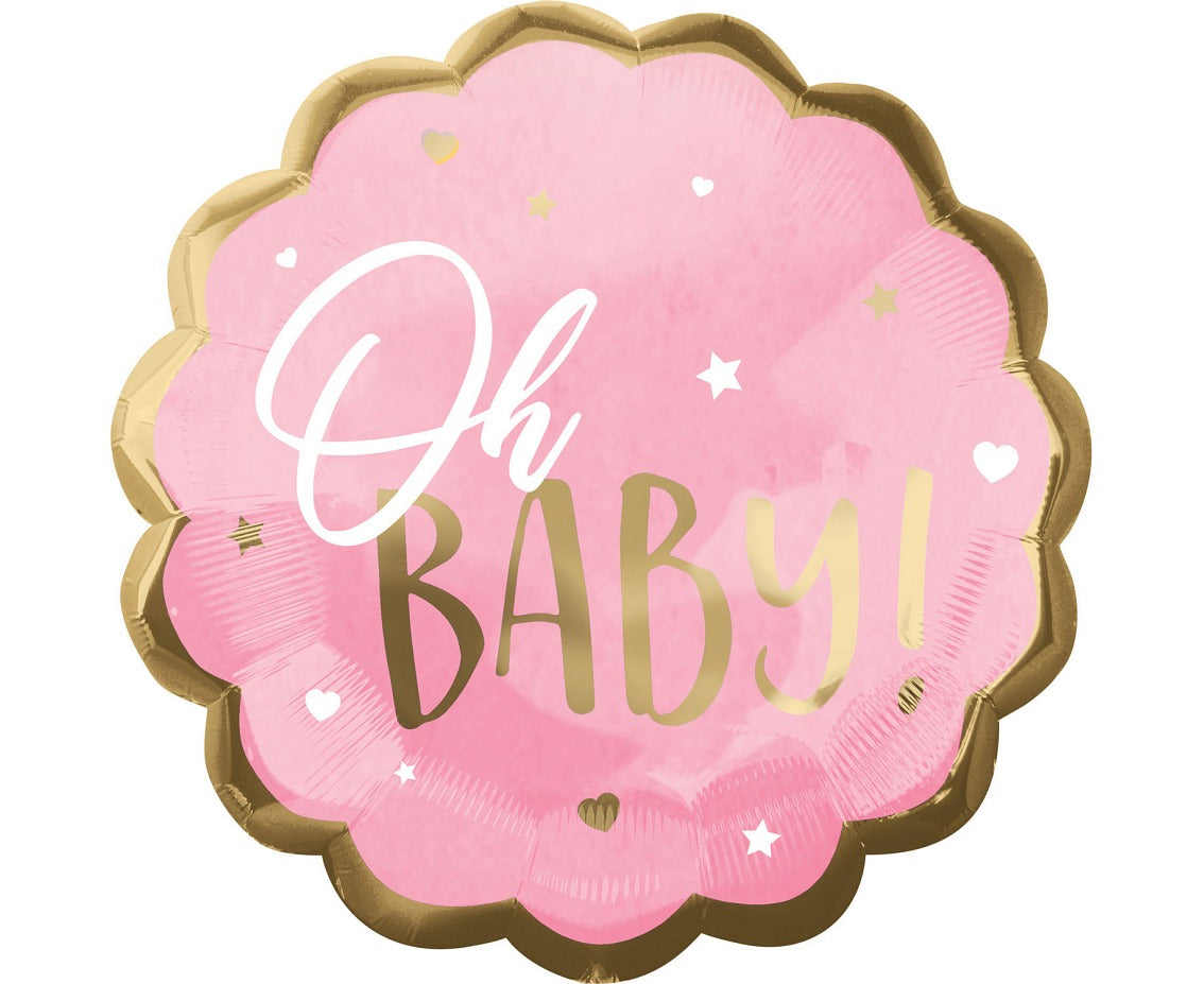 Balon foliowy Jumbo - Baby Girl, różowy, 55x55 cm