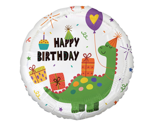Balon foliowy Dinozaur (Happy Birthday), 45 cm