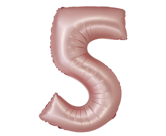 Balon foliowy Cyfra 5, j. różowa matowa, Smart, 76 cm