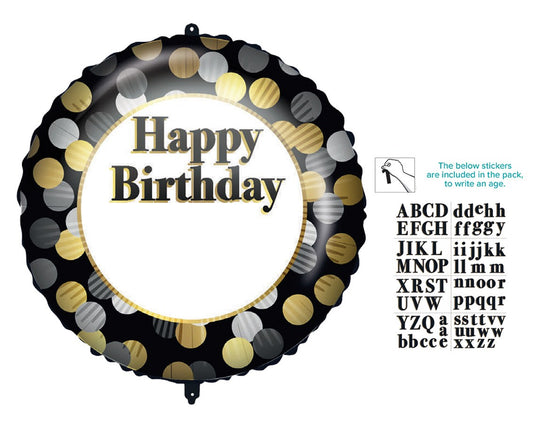 Balon foliowy z naklejkami litery, imię, Happy Birthday, 18 cali