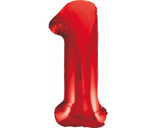 Balon foliowy Cyfra 1, czerwona, 85 cm