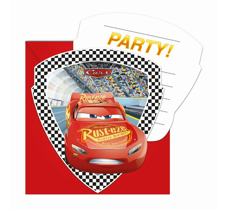 Zaproszenie na imprezę + koperty Zygzak McQueen CARS AUTA