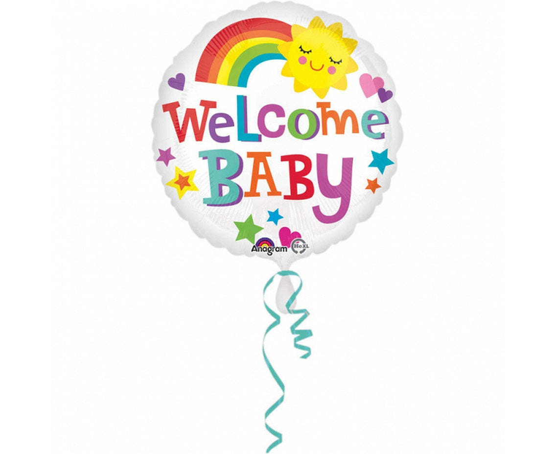 Balon foliowy 18 cali "Welcome Baby Bright & Bold" okrągły, 43cm, zapakowany