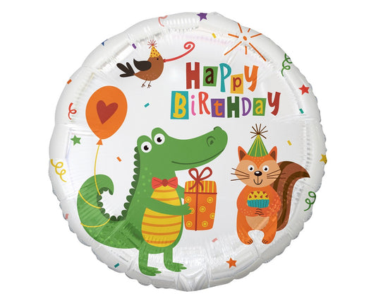 Balon foliowy Krokodylek z prezentem (Happy Birthday), 45 cm