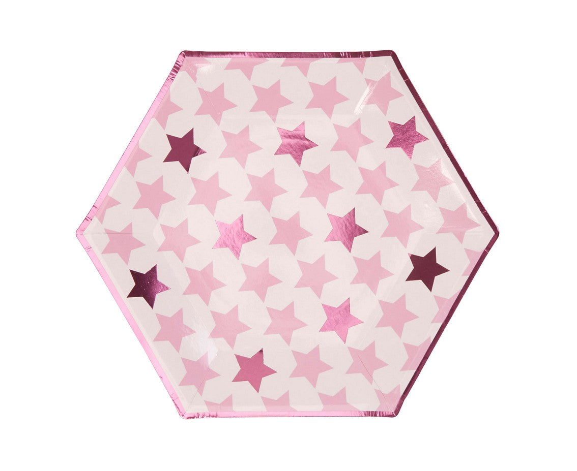Talerzyki papierowe STAR, różowy, rozm. 27 cm, 8 szt.