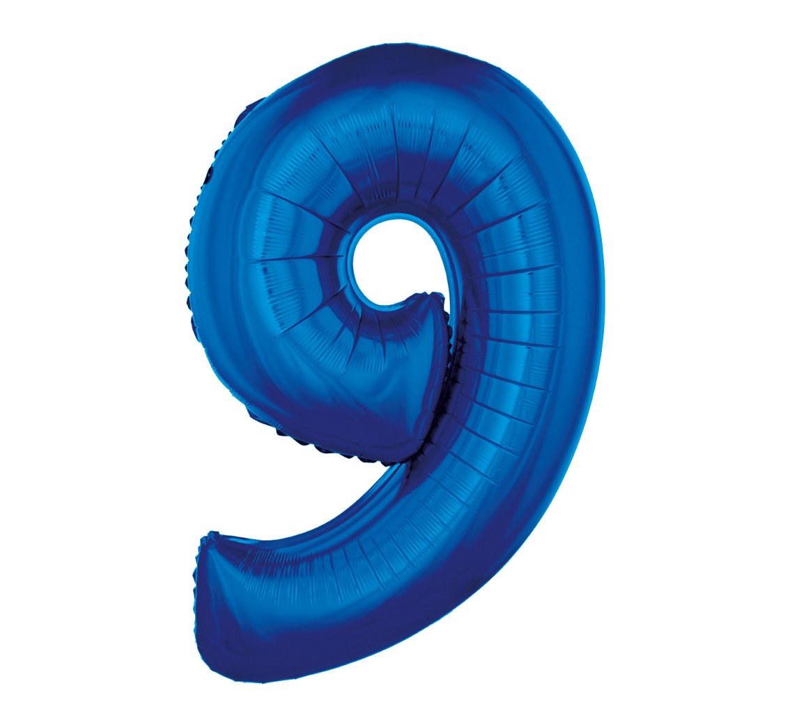 Balon foliowy Cyfra 9, niebieska, 92 cm