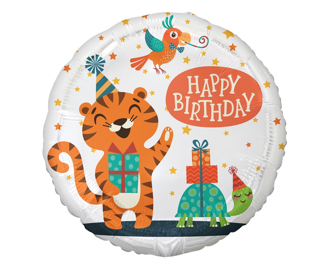 Balon foliowy Tygrysek (Happy Birthday), 45 cm