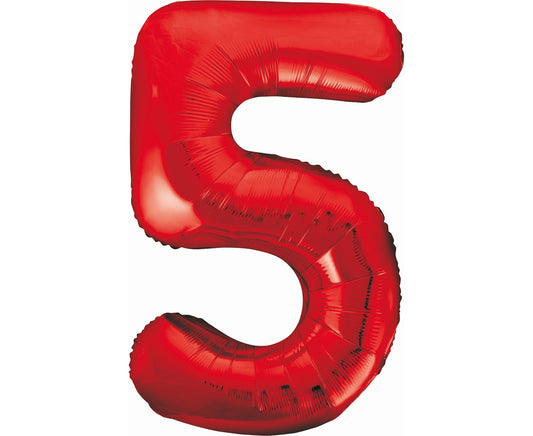 Balon foliowy Cyfra 5, czerwona, 85 cm