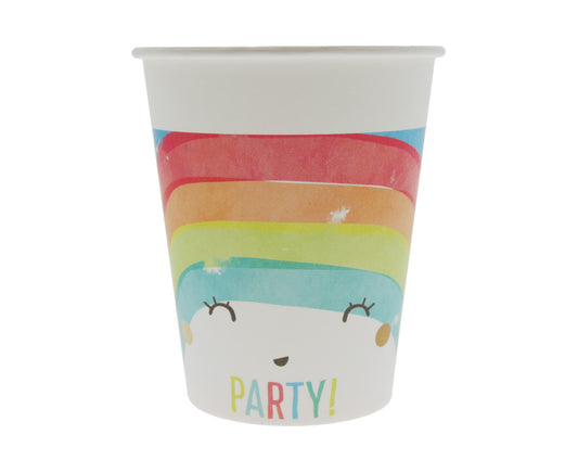 Kubeczki plastikowe Rainbow Party, 200ml, 8 szt.