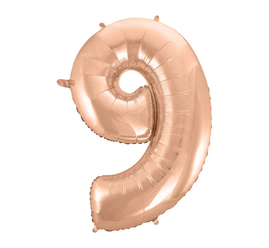 Balon foliowy Cyfra 9, różowo-złota, 92 cm