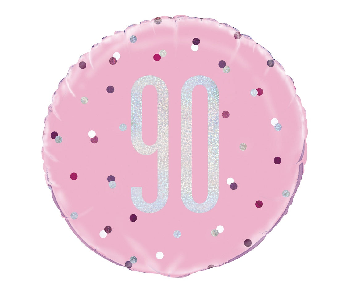 Balon foliowy liczba 90 Urodziny, Glitz różowy UQ 18 cali