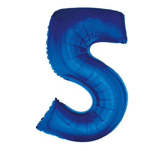 Balon foliowy Cyfra 5, niebieska, 92 cm