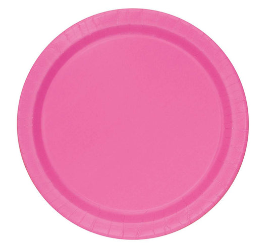 Talerzyki papierowe, różowe obiadowe, 23 cm, 16 szt.