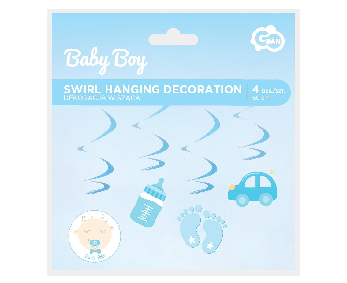 Dekoracja na BABY SHOWER Baby Boy (wisząca) - 4 szt.