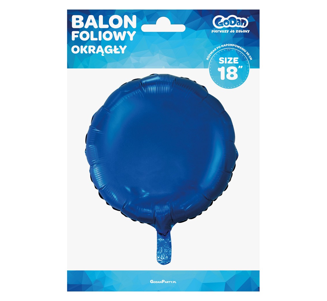 Balon foliowy OKRĄGŁY, granatowy, 18 cali