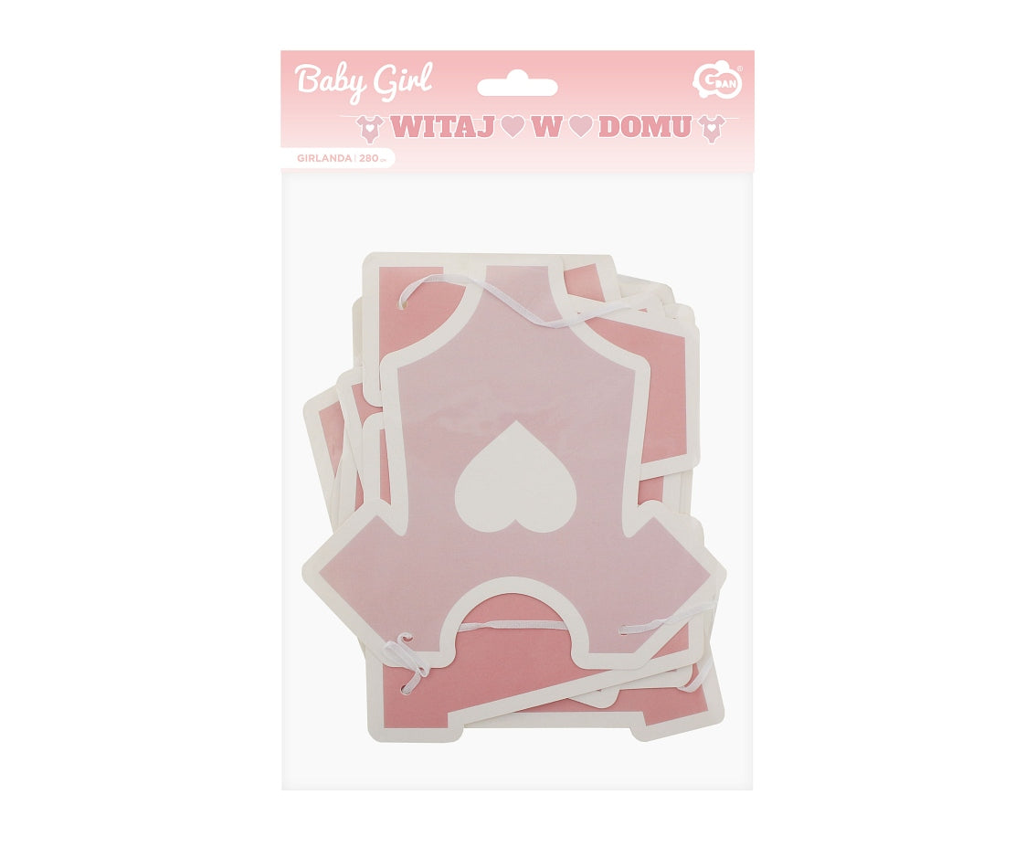 Girlanda papierowa B&G Witaj w domu, różowa, 280 cm