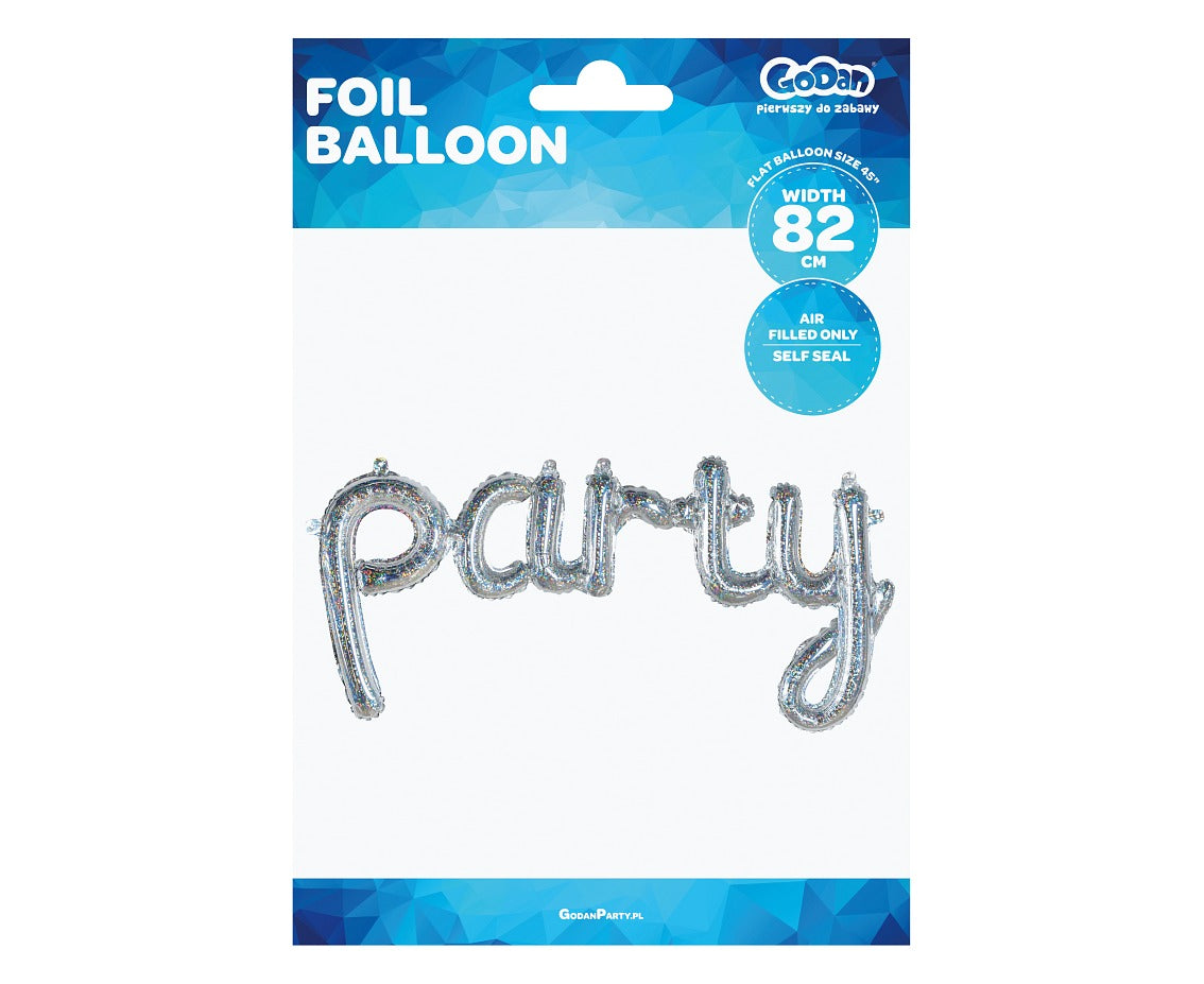 Balon foliowy Napis PARTY, holo, 82 cm