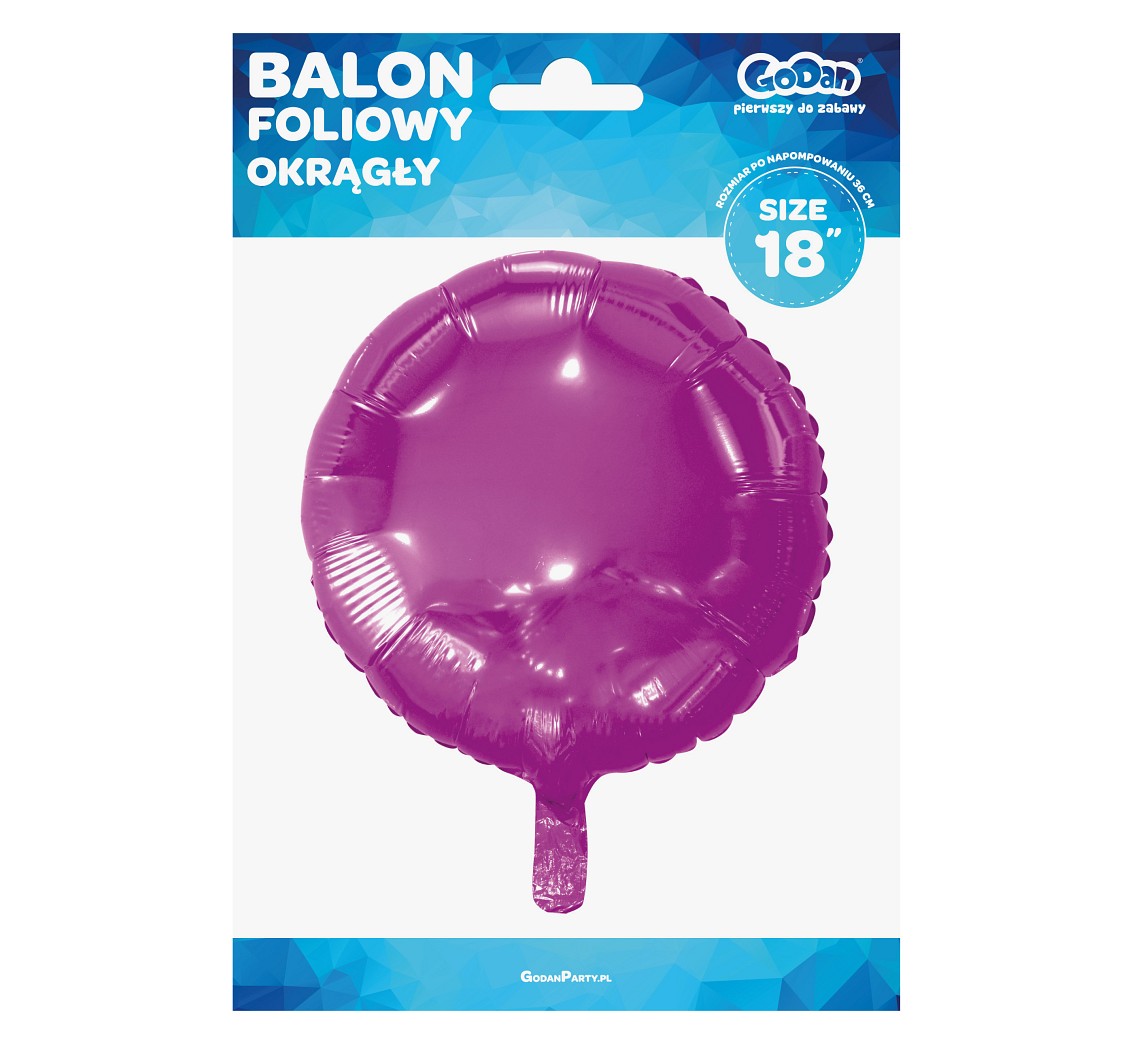 Balon foliowy OKRĄGŁY, ciemnoróżowy, 18 cali