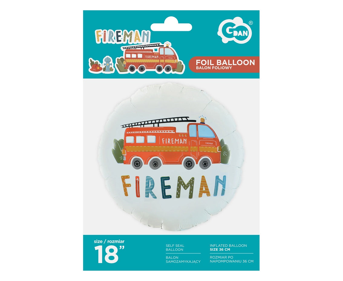 Balon foliowy Fireman, okrągły 18 cali