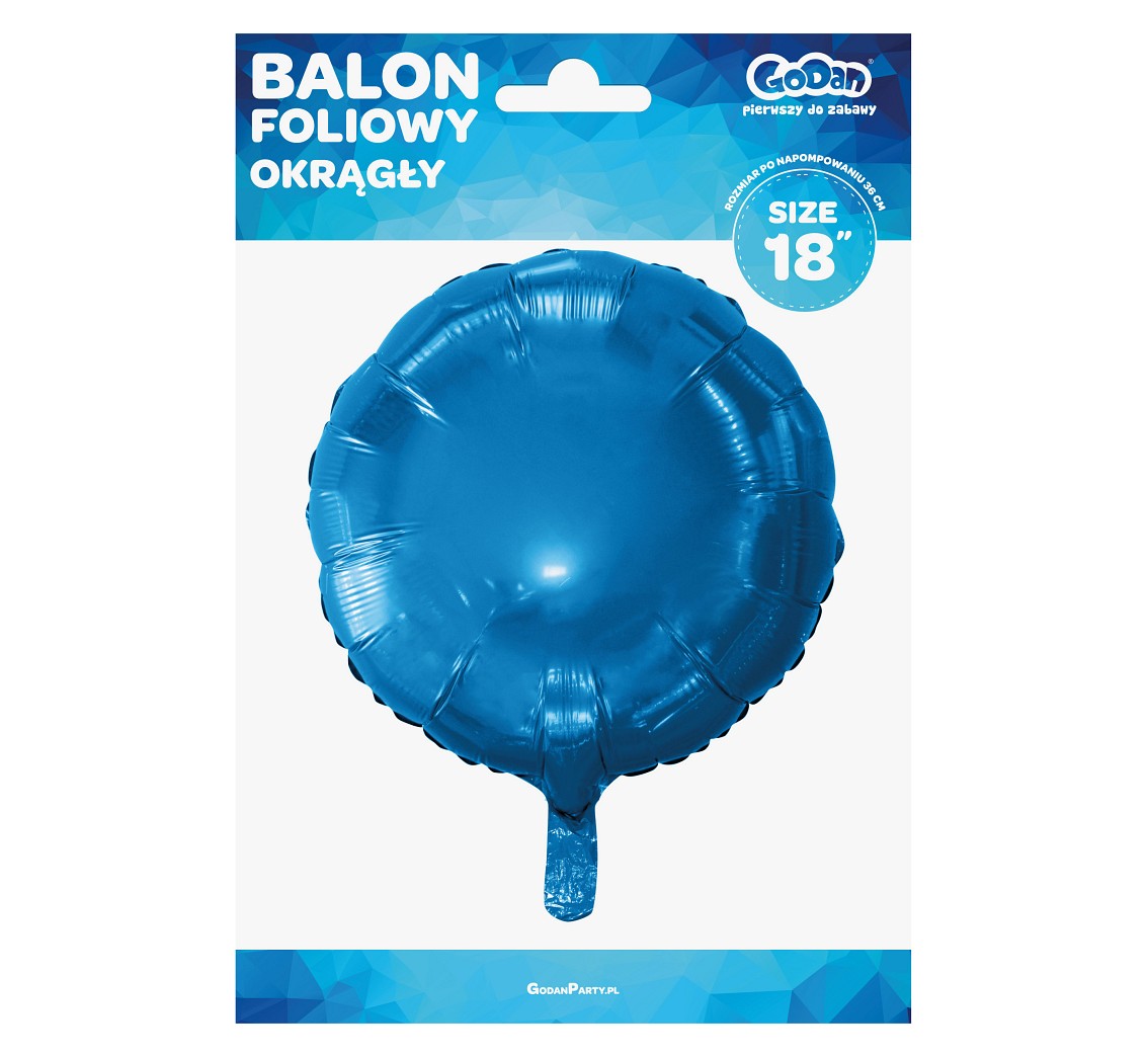 Balon foliowy OKRĄGŁY, niebieski, 18 cali