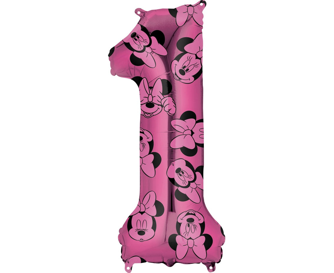 Balon foliowy cyfra 1 Myszka Minnie, fioletowy, 66 cm