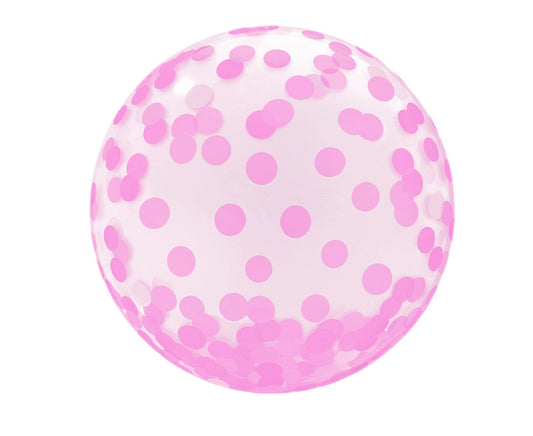Balon Aqua - kryształowy, różowe grochy, 18 cali