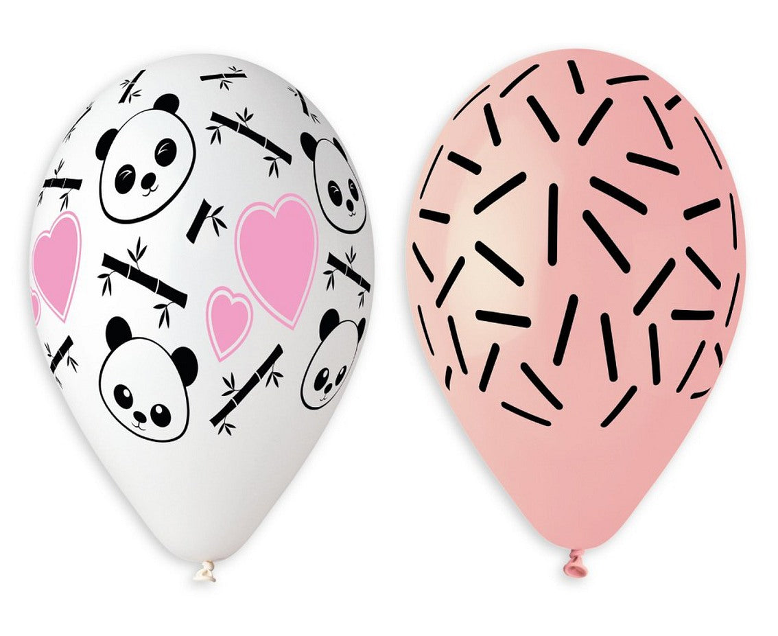 Balony Panda i Serca, 13 cali/ 5 szt.