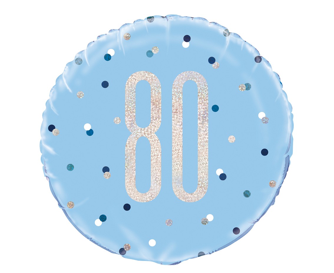 Balon foliowy liczba 80 Urodziny, Glitz niebieski UQ 18 cali